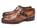 Paul Parkman Wingtip Single Monkstraps Brown & Camel Shoes (ID#98F54-BRW) Size 6.5-7 D(M) US