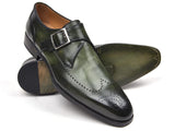 Paul Parkman Wingtip Single Monkstraps Green Shoes (ID#98F54-GRN) Size 6.5-7 D(M) US