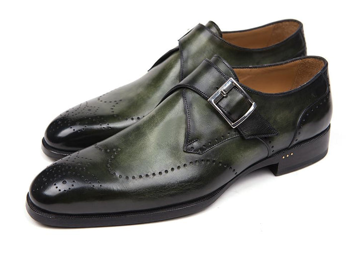 Paul Parkman Wingtip Single Monkstraps Green Shoes (ID#98F54-GRN) Size 11.5 D(M) US