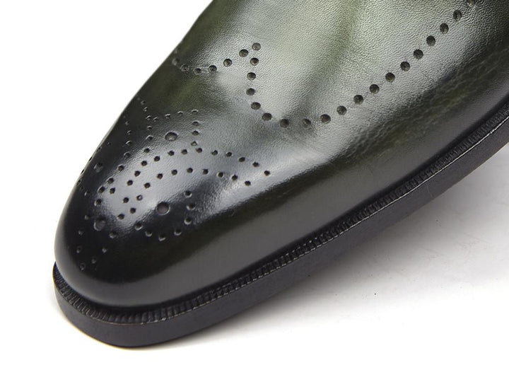 Paul Parkman Wingtip Single Monkstraps Green Shoes (ID#98F54-GRN) Size 7.5 D(M) US