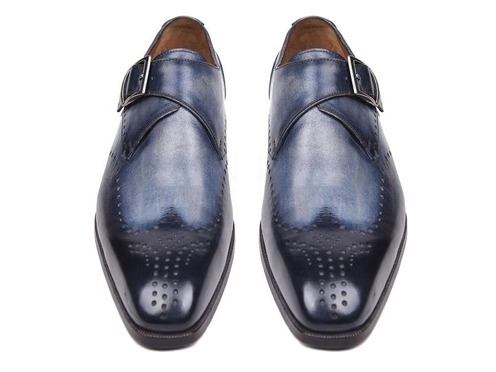 Paul Parkman Wingtip Single Monkstraps Navy Shoes (ID#98F54-NVY) Size 6 D(M) US