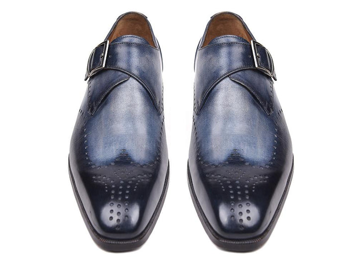 Paul Parkman Wingtip Single Monkstraps Navy Shoes (ID#98F54-NVY) Size 10.5-11 D(M) US