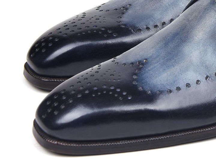 Paul Parkman Wingtip Single Monkstraps Navy Shoes (ID#98F54-NVY) Size 6.5-7 D(M) US