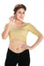 Designer Shimmer Gold Non-Padded Stretchable Round Neck Short Sleeves Saree Blouse Crop Top (A-38-Gold)