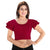 Designer Cotton Lycra Maroon Non-Padded Stretchable Round Neck Ruffle Sleeves Saree Blouse Crop Top (A-74-Maroon)