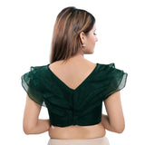 Trendy Green Designer Indian Saree Blouse Choli with V-neck (B-01NS-Green)