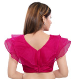 Trendy Pink Designer Indian Saree Blouse Choli with V-Neck (B-01NS-Pink)