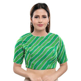 Designer Indian Traditional Green Saree Blouse Choli with Round Neck (B-02ELB-Green)