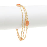 Rivka Friedman 18K Gold Clad Multiple Row Petite 3 Station Orange Cat's Eye Crystal Bracelet