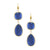 Rivka Friedman 18K Gold Clad Bold Navy Blue Cat's Eye Crystal Double Dangle Earrings