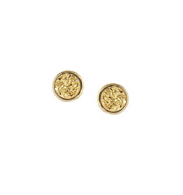 Rivka Friedman 18K Gold Clad Round Petite Gold Druzy Stud Earrings
