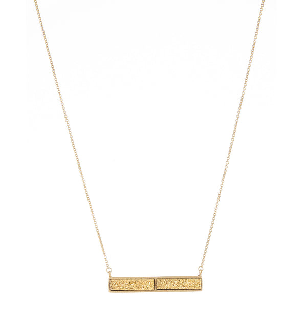 Rivka Friedman 18K Gold Clad 18" Gold Druzy Bar Necklace