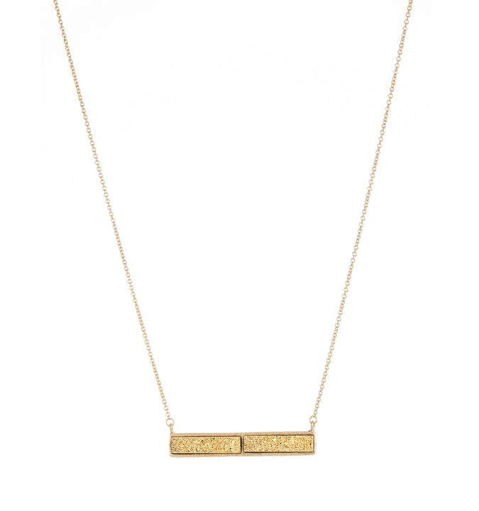 Rivka Friedman 18K Gold Clad 18" Gold Druzy Bar Necklace