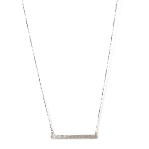 Rivka Friedman White Rhodium Clad Satin Bar Station Necklace