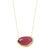 Rivka Friedman 18K Gold Clad Faceted Raspberry Cat's Eye Crystal Pendant Necklace