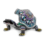 Bejeweled Azure Turtle Trinket Box with Charm Pendant