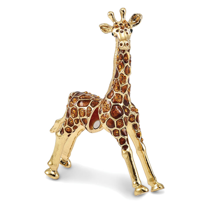 Bejeweled Standing Giraffe Trinket Box with Charm Pendant