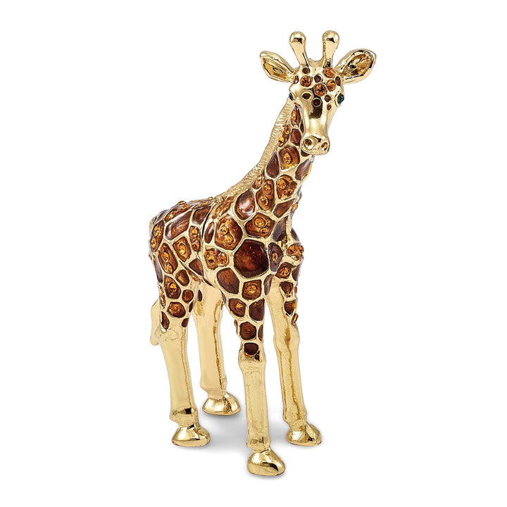 Bejeweled Standing Giraffe Trinket Box with Charm Pendant