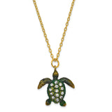 Bejeweled Sea Turtle w/Heart Trinket Box with Charm Pendant