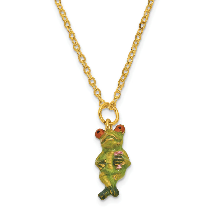 Bejeweled Vino Frog Trinket Box with Charm Pendant