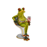 Bejeweled Vino Frog Trinket Box with Charm Pendant