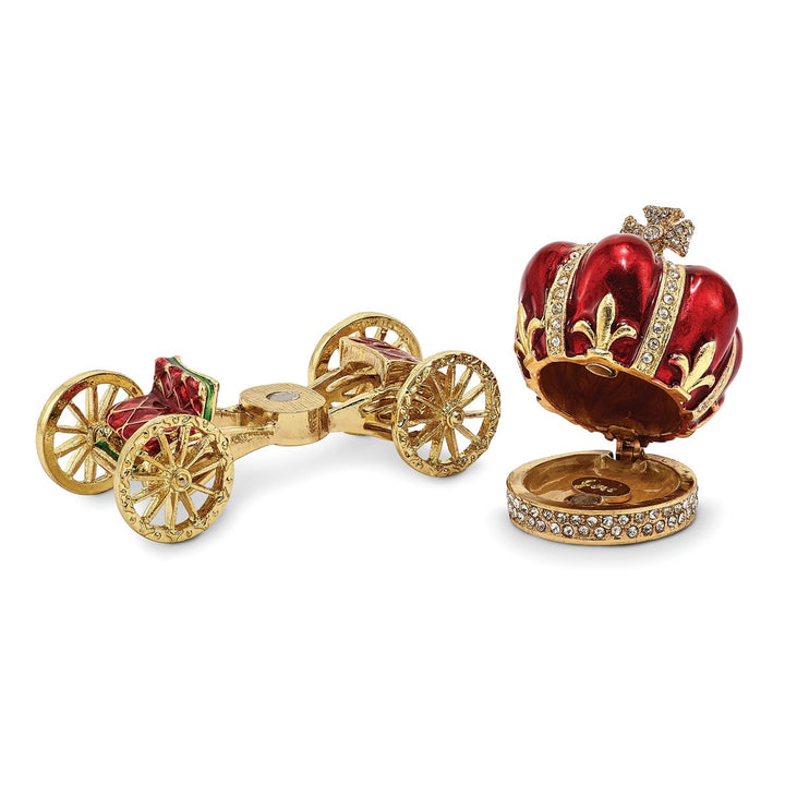 Bejeweled Her Majesty's Carriage Trinket Box with Charm Pendant