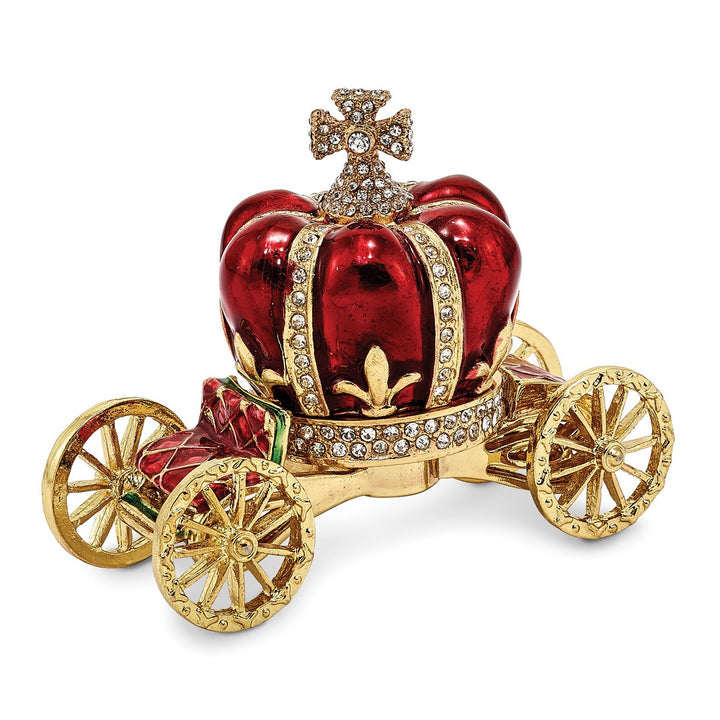 Bejeweled Her Majesty's Carriage Trinket Box with Charm Pendant