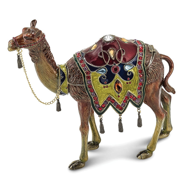Bejeweled Large Desert Camel Trinket Box with Charm Pendant