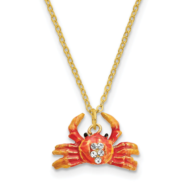 Bejeweled Crabulous Trinket Box with Charm Pendant