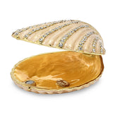 Bejeweled Clam Shell Trinket Box with Charm Pendant