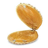 Bejeweled Clam Shell Trinket Box with Charm Pendant