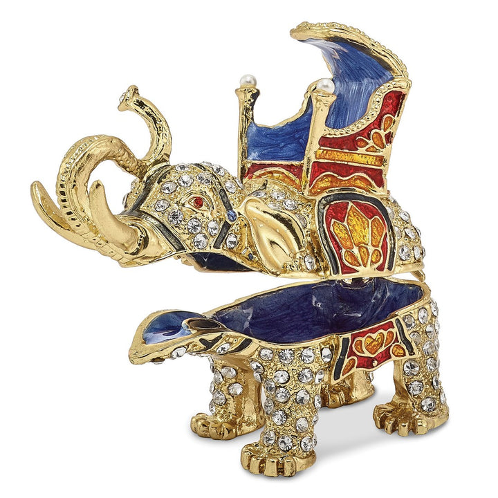 Bejeweled Majestic Elephant Trinket Box with Charm Pendant
