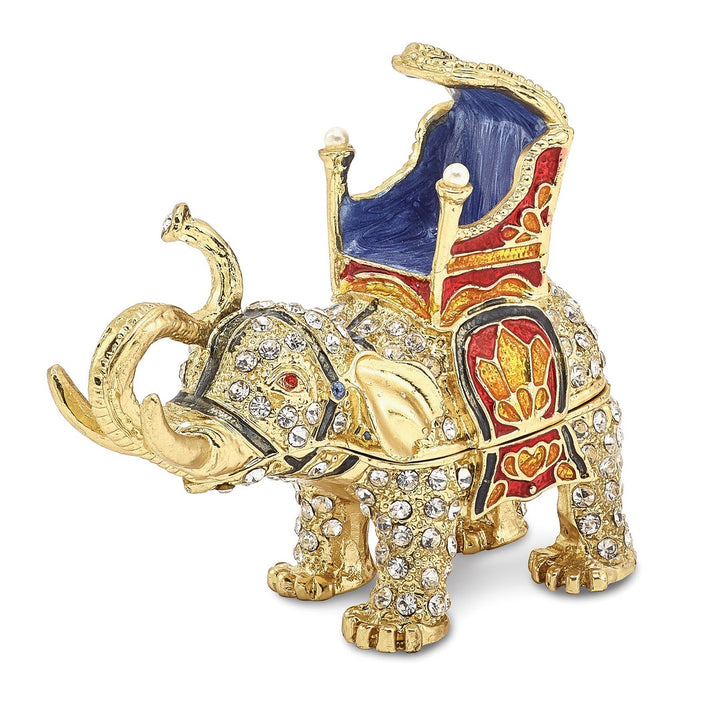 Bejeweled Majestic Elephant Trinket Box with Charm Pendant