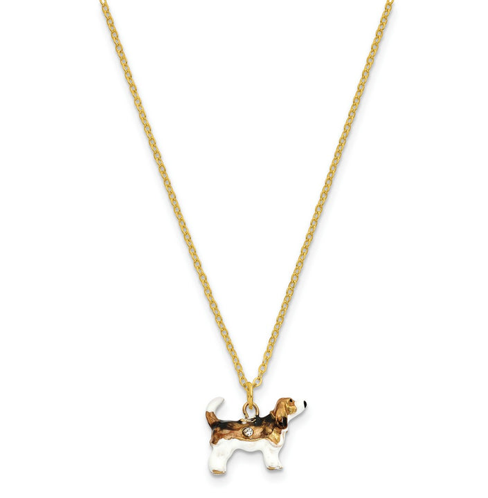 Bejeweled Beagle Trinket Box with Charm Pendant