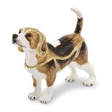 Bejeweled Beagle Trinket Box with Charm Pendant