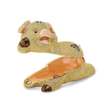 Bejeweled Cute Pig Trinket Box with Charm Pendant