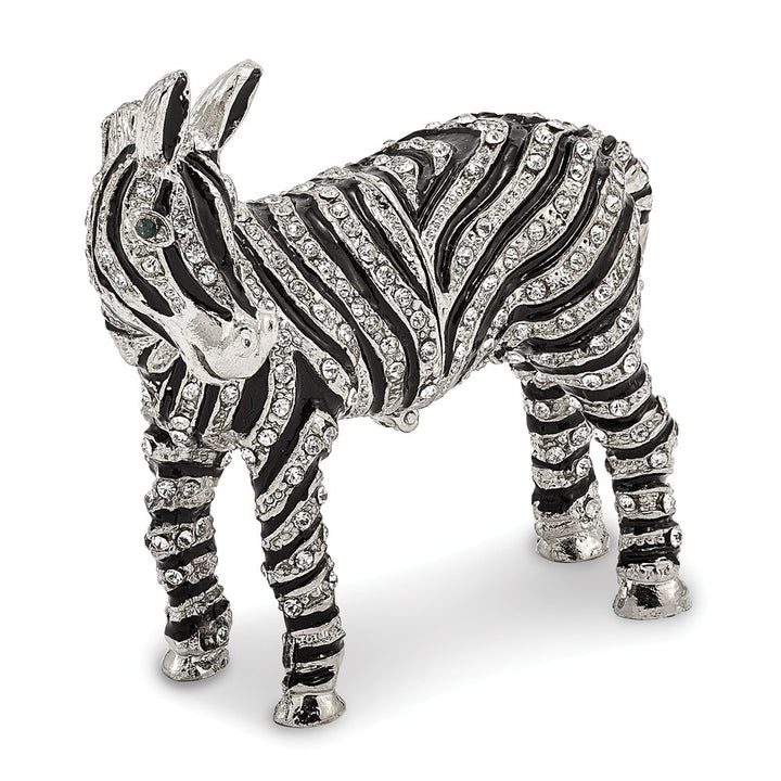Bejeweled & Full Crystal Zebra Trinket Box with Charm Pendant