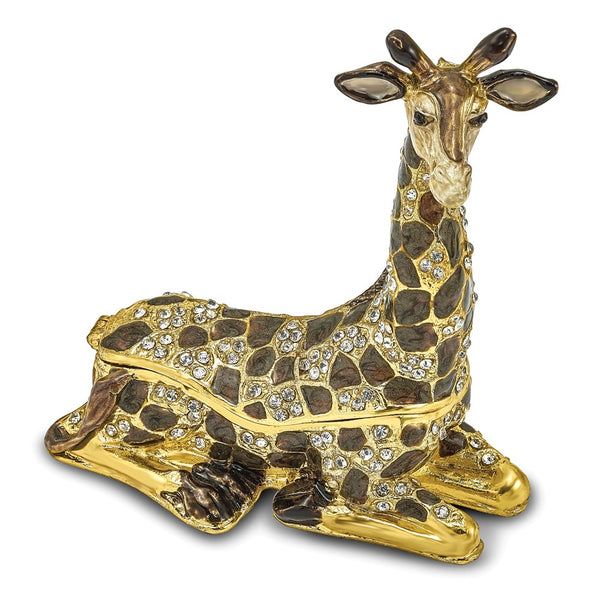 Bejeweled Lazy Giraffe Trinket Box with Charm Pendant