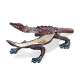 Bejeweled Gecko Trinket Box with Charm Pendant