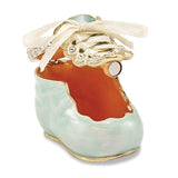 Bejeweled Blue Baby Bootie Trinket Box with Charm Pendant