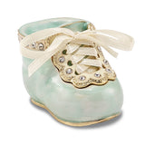 Bejeweled Blue Baby Bootie Trinket Box with Charm Pendant