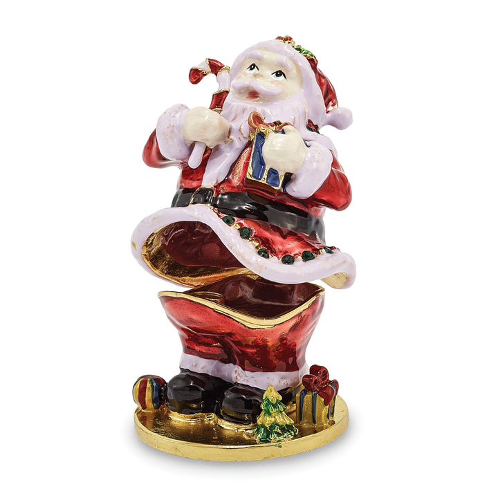 Bejeweled Santa Trinket Box with Charm Pendant