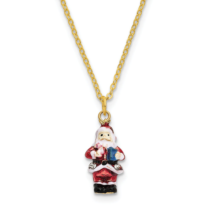 Bejeweled Santa Trinket Box with Charm Pendant