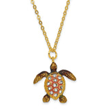 Bejeweled Loggerhead Turtle Trinket Box with Charm Pendant