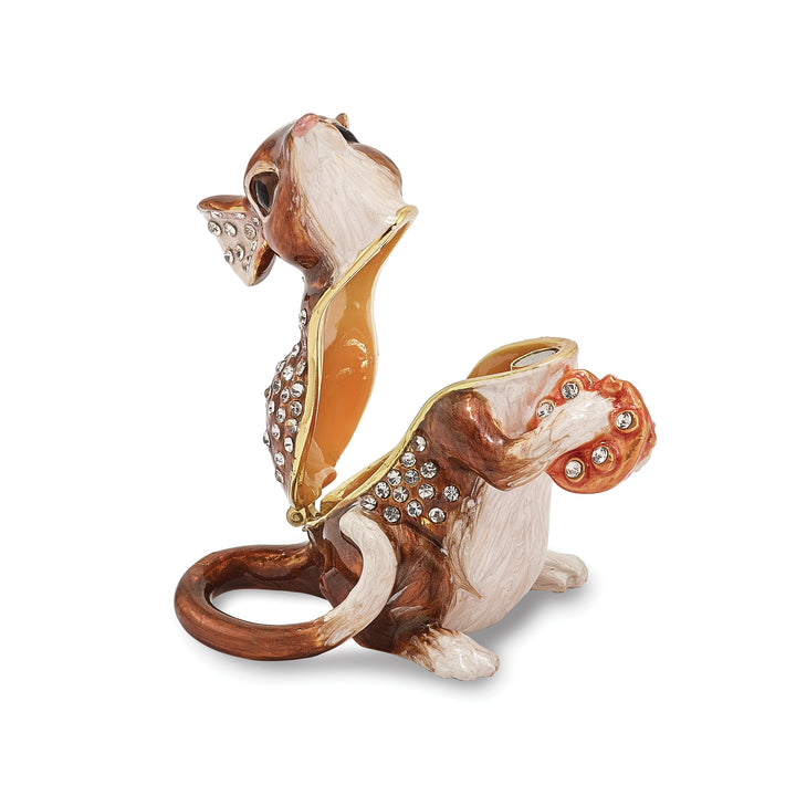 Bejeweled Mouse w/Cheese Trinket Box with Charm Pendant