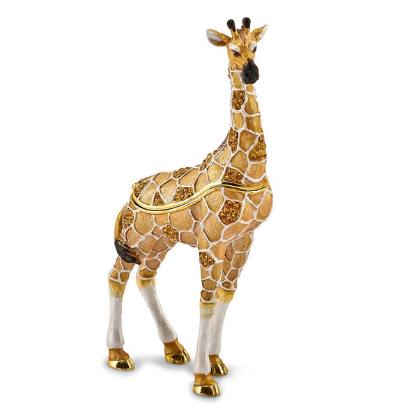 Bejeweled Formal Giraffe Trinket Box with Charm Pendant