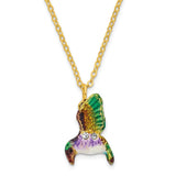 Bejeweled Hummingbird & Flower Trinket Box with Charm Pendant