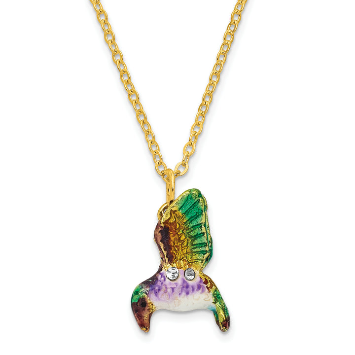 Bejeweled Hummingbird & Flower Trinket Box with Charm Pendant