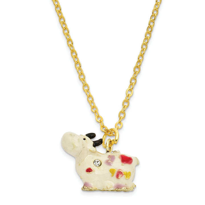 Bejeweled I Love You Cow Trinket Box with Charm Pendant