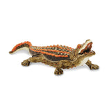 Bejeweled Green Alligator Trinket Box with Charm Pendant